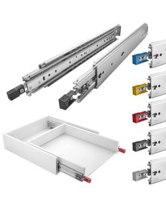 Schwerlastauszug 200 kg VarioSlide KV2-200-H76-EH 500 - 1500 mm Zweihandverriegelung mit Lock-in/out Einrastfunktion und Hebel Pat. Schubladenschiene